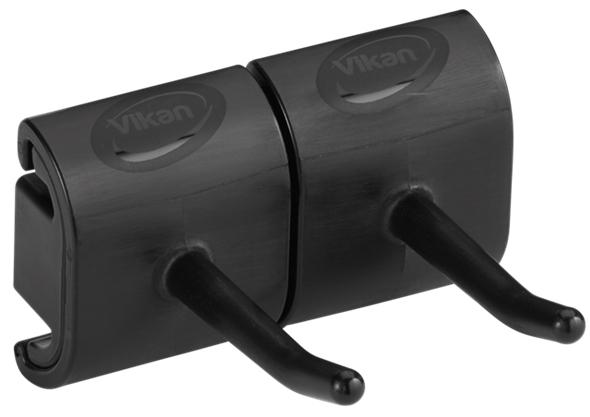 Vikan Wall Bracket Double Hook Module Black