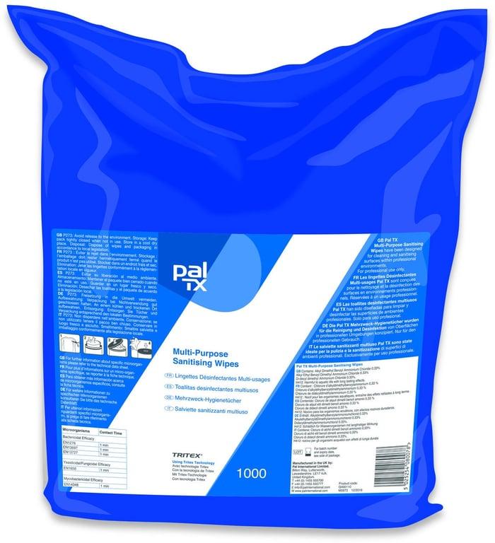 Pal TX Multi-Purpose Sanitising Wipes 1000 (Bag)