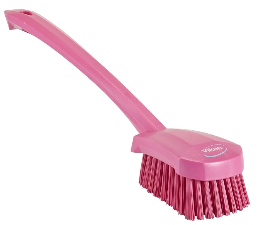 Vikan Hard Long Handle Washing Brush 415 mm Pink 