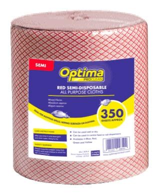 Optima Lightweight All Purpose Cloth Rolls Red