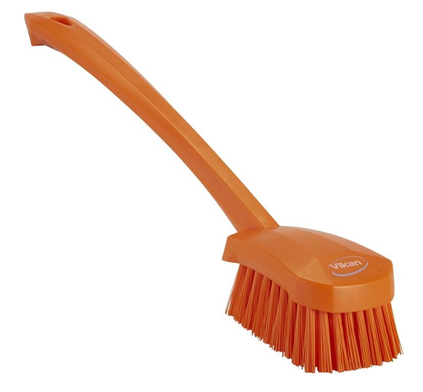 Vikan Hard Long Handle Washing Brush 415 mm Orange