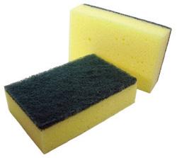 Green Scouring Pads Sponge Backed (Pack 10)