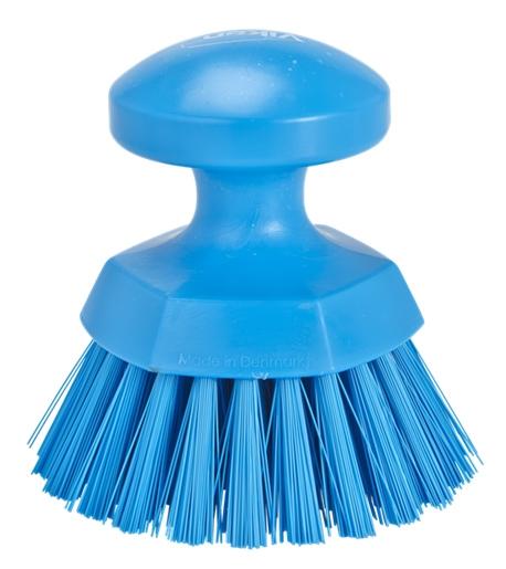 Vikan Hard Round Hand Scrub Brush 110 mm diameter Blue
